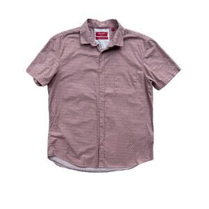 Bruno Milano Short Sleeve Mens Button Up Large Pink Geometric Business Casual